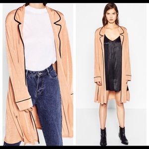 Zara Trafaluc Pajama Style Peach Duster Cardigan